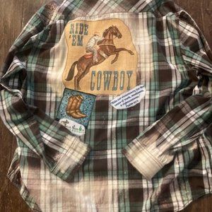 BoHo Distressed Western Flannel Hope Collection Ride "Em Cowboy!